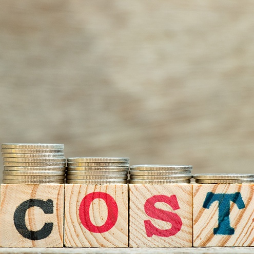 Cost written on wooden blocks