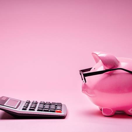 Piggy bank and calculator